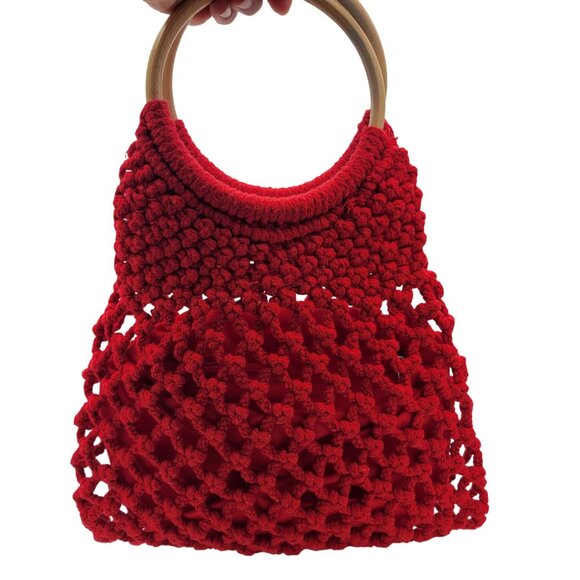 Crochet Tote handbag purse, boho granny core knitted purse. By Top Shop - Picture 2 of 16